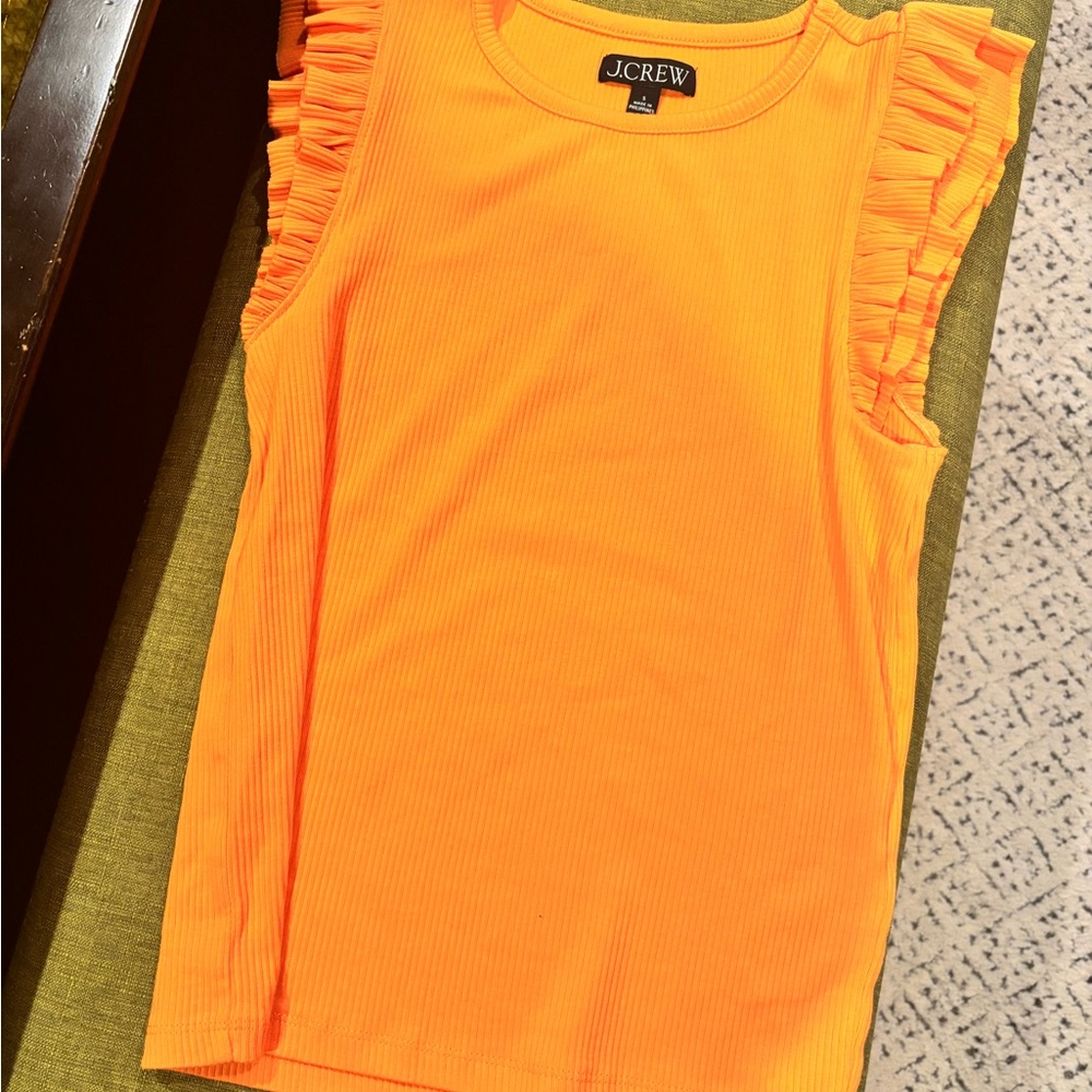J. Crew fibbed bright orange flutter top small